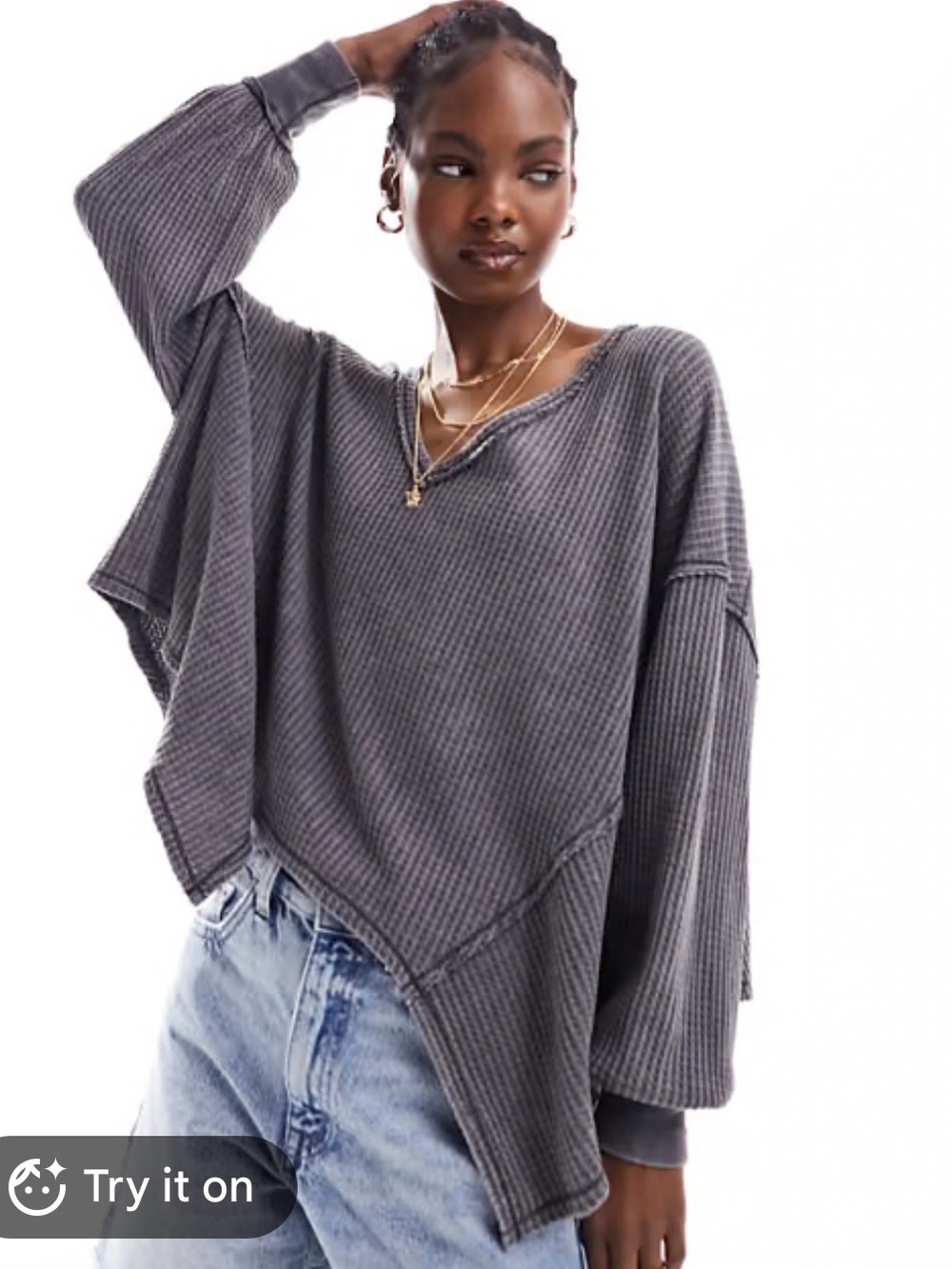 Free People slouchy oversized ribbed sweater size small